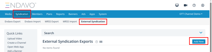 Add New Ext Syndication