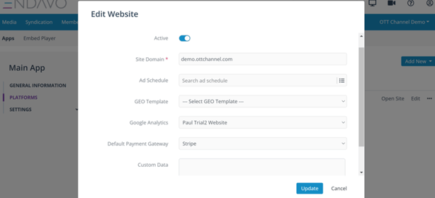 Apps Platform Settings