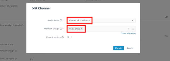 Channel Form Add Member Group