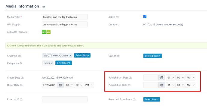 Publish Dates